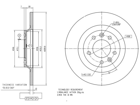 Brake disc 69-1104 OE 