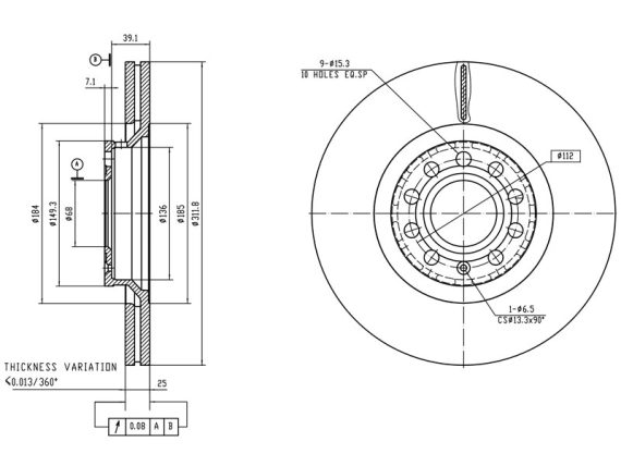 69-1150_001.JPG Brake disc 69-1150 OE 3B0615301B