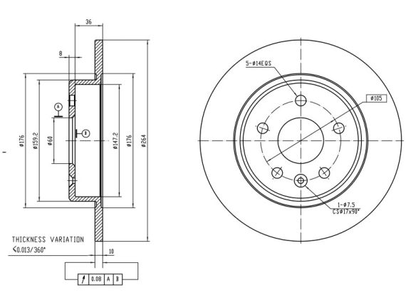 69-1710_001.JPG Brake disc, coated 69-1710 OE 13509119