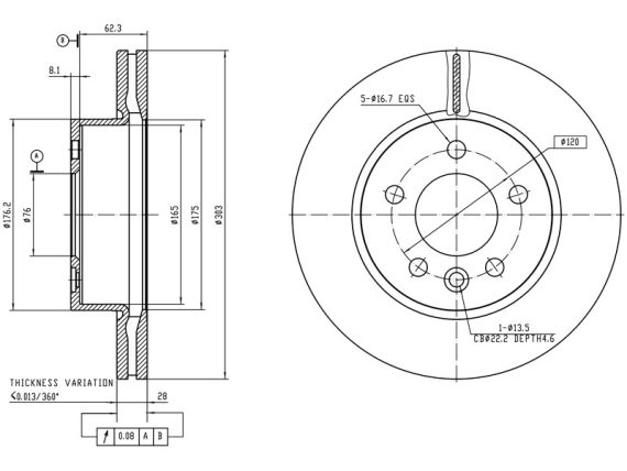 69-1816_001.JPG Brake disc, coated 69-1816 OE 2N0615301A