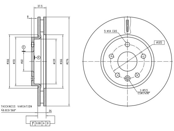 69-2135_001.JPG Brake disc, coated 69-2135 OE 13515905
