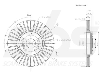 BREMŽU DISKS  SBS, 2 KPL/PKT, PRIEKŠĀ , DACIA, LADA, NISSAN , RENAULT 88-1323 OE 40206-00QAA