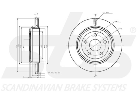 88-1726C_002.JPG BREMŽU DISKS SBS, 1 KPL/PKT, AIZM, JEEP 88-1726C OE 68035022AB