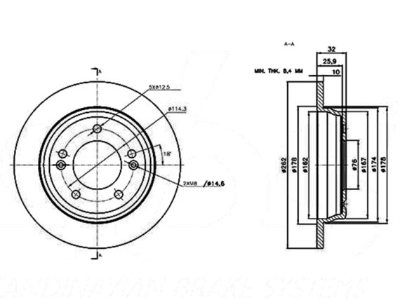 BREMŽU DISKS  SBS, 1 KPL/PKT, AIZM, HYUNDAI, KIA 88-2093C OE 58411-G2300