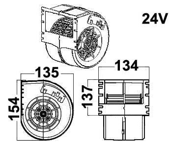 Pūtēja (krāsns) motors komplekts. 24V PONSSE (9000-1381) — 9000-1231