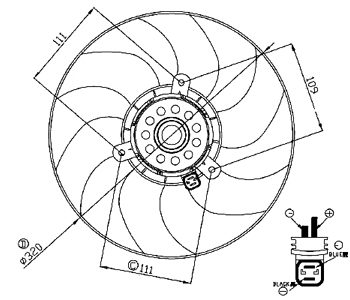 Radiatora ventilators Peugeot 106 320mm 1253A2 — 9043-696190