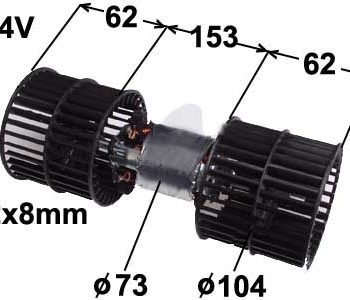 Salona ventilatora motors 24V Volvo/MAN — 9052-0897P