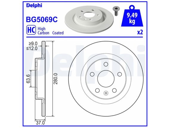 BG5069C_001.JPG Brake disc, coated, high carbon BG5069C OE 31471476