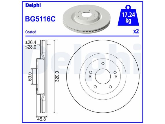 BG5116C_001.JPG Brake disc, coated BG5116C OE 4615A230