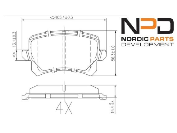 BP10-1007_001.JPG Brake Pad Set, rear BP10-1007 OE 1K0698451L