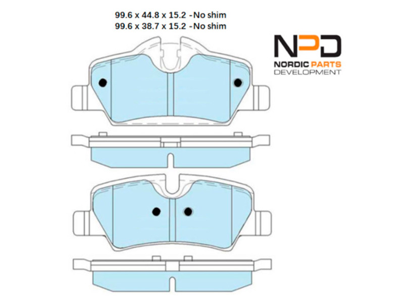 Bremžu kluči aizmugurējie NPD Mini 99,6 x 44,8 mm BP10-1176 OE 34216861641