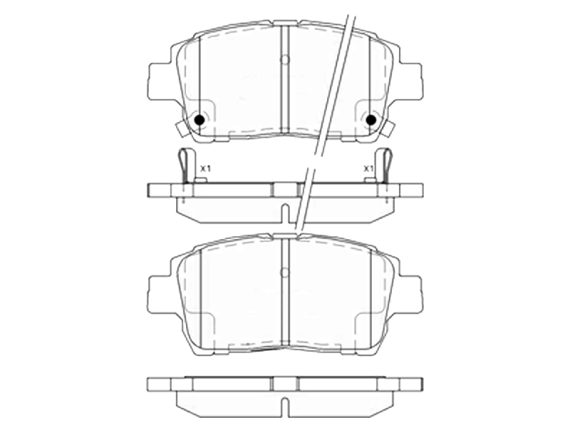 BP10-1225_001.JPG Bremžu kluču komplekts, priekšējais, NPD, TOYOTA 04465-12592 BP10-1225 OE 04465-12592