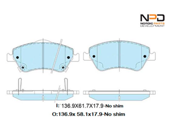 BP10-1236_001.JPG Bremžu kluču komplekts, priekšējais, NPD, TOYOTA 04465-02160 BP10-1236 OE 04465-02160