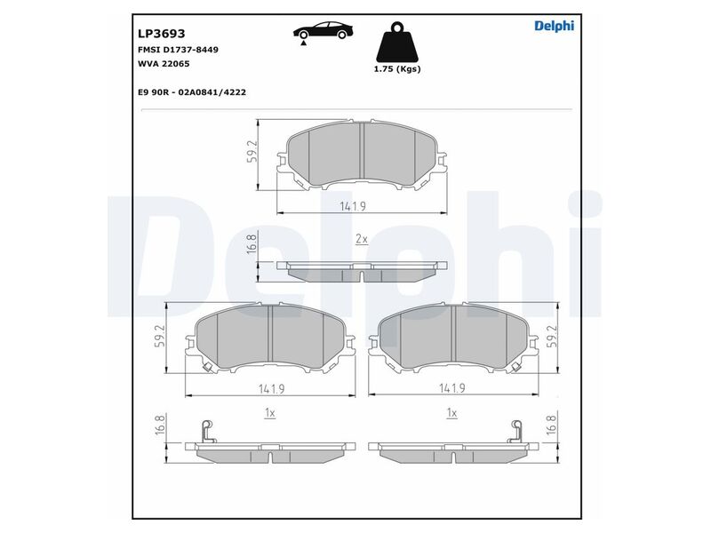 Bremžu kluči priekšējie Delphi Nissan, Renault LP3693 LP3693 OE 410601596R