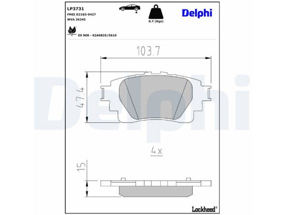 LP3731_001.JPG Bremžu kluču komplekts, priekšējais, DELPHI, TOYOTA 0446602420 LP3731 OE 0446602420