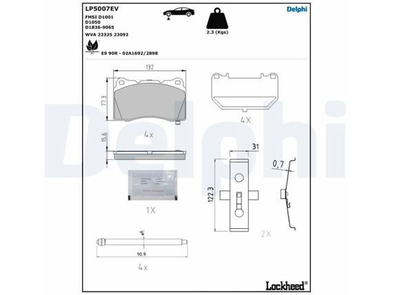 LP5007EV_001.JPG Brake Pad Set LP5007EV OE 105506600C