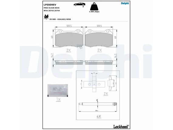 LP5009EV_001.JPG Brake Pad Set LP5009EV OE 105506800B