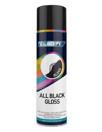 Akrila krāsa aerosolā CONCEPT ALL BLACK GLOSS, melna spīdīga, 450 ml