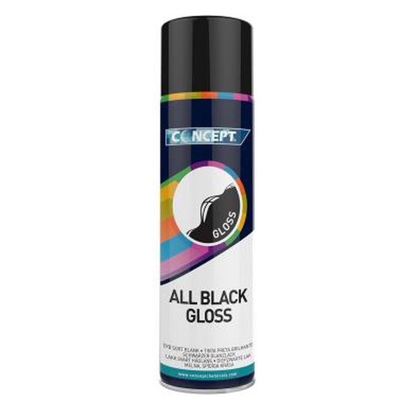 Akrila krāsa aerosolā CONCEPT ALL BLACK GLOSS, melna spīdīga, 450 ml C44412 OE C44412