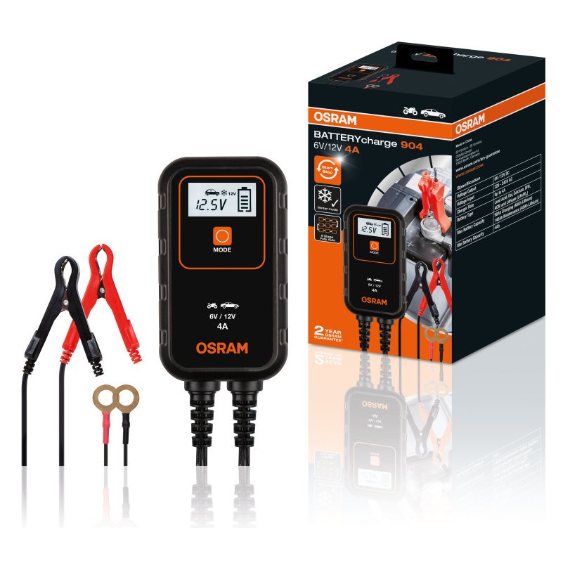 Akumulatora lādētājs OSRAM BATTERYcharge 904, 6/12 V, 4 A OOEBCS904 OE OEBCS904