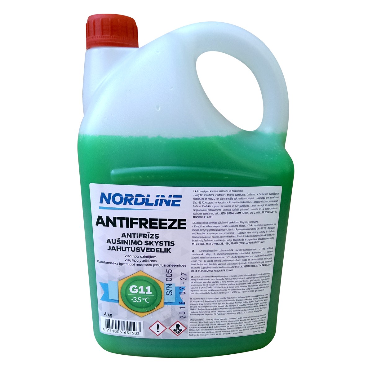 Antifrīzs NORDLINE G11, zaļš, -35 °C, 4 kg