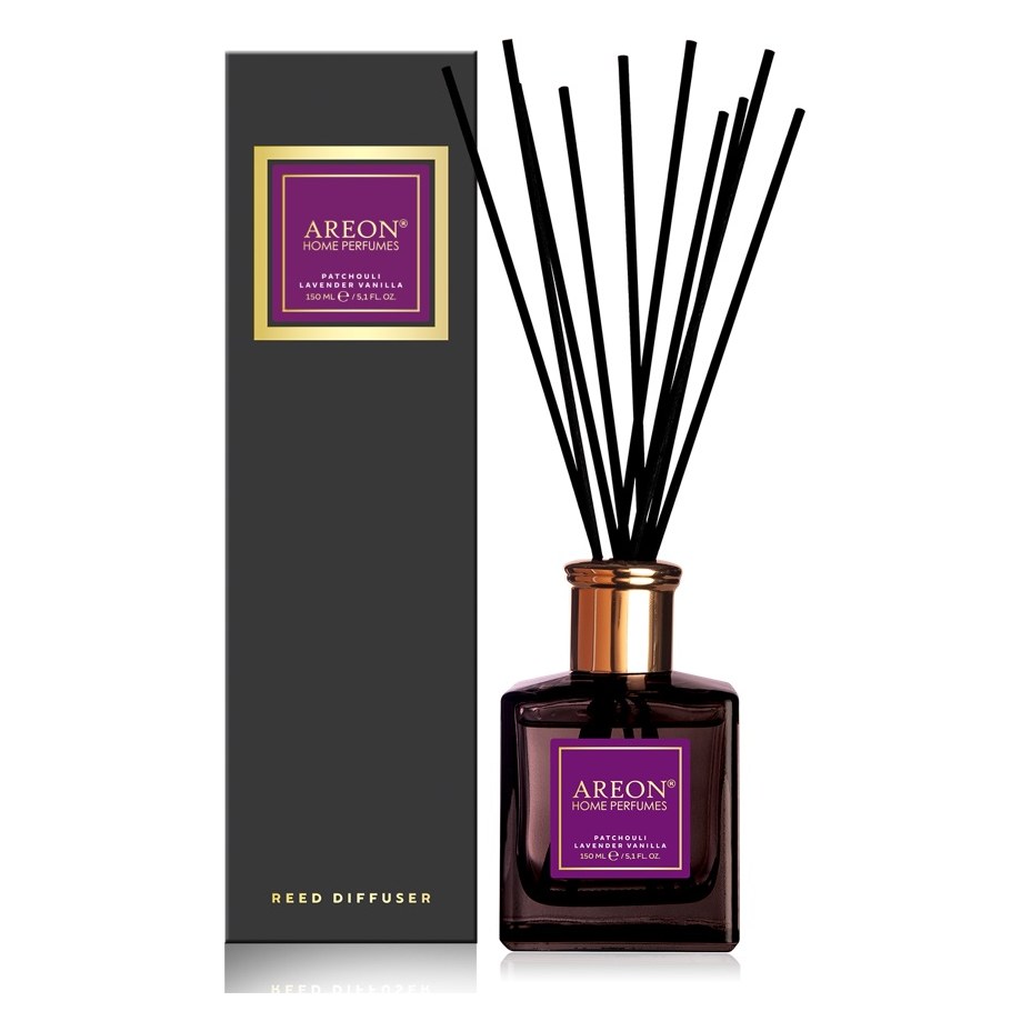 Aromātiskais difuzors ar kociņiem AREON Black Patchouli Lavender Vanilla, 150 ml ARESTICKSBL02/150 OE ARESTICKSBL02-150