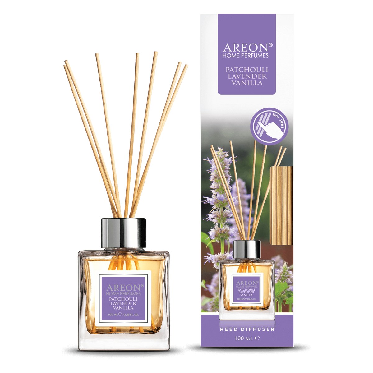 Aromātiskais difuzors ar kociņiem AREON Home Perfume Patchouli Lavender Vanilla, 100 ml ARESTICKSHPA05 OE ARESTICKSHPA05