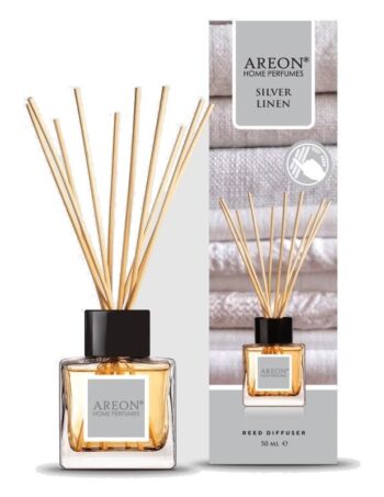 Aromātiskais difuzors ar kociņiem AREON Home Perfume Silver Linen, 50 ml