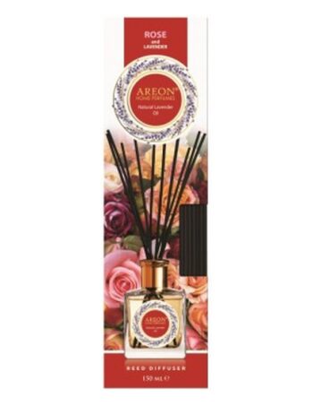 Aromātiskais difuzors ar kociņiem AREON Rose & Natural Lavender, 150 ml