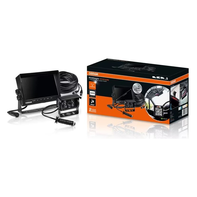 Atpakaļgaitas kameras komplekts OSRAM ROADsight ar 7" ekrānu un vadu kameru OOCS700N OE OCS700N