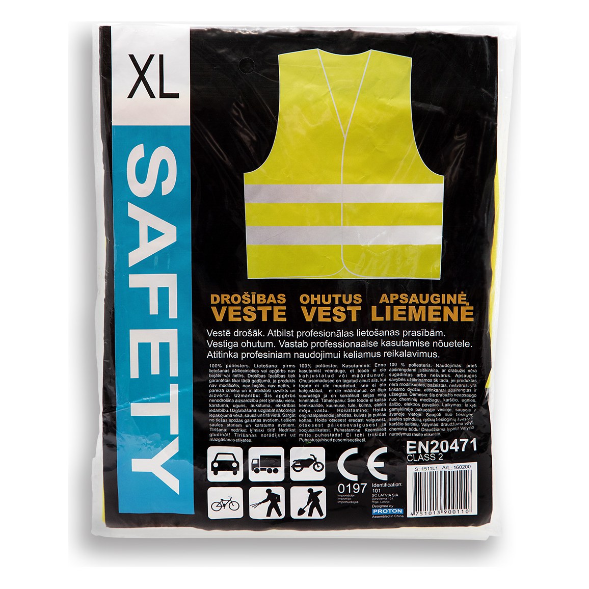 Atstarojošā drošības veste PROTON SAFETY, XL, EN 20471 2. klase