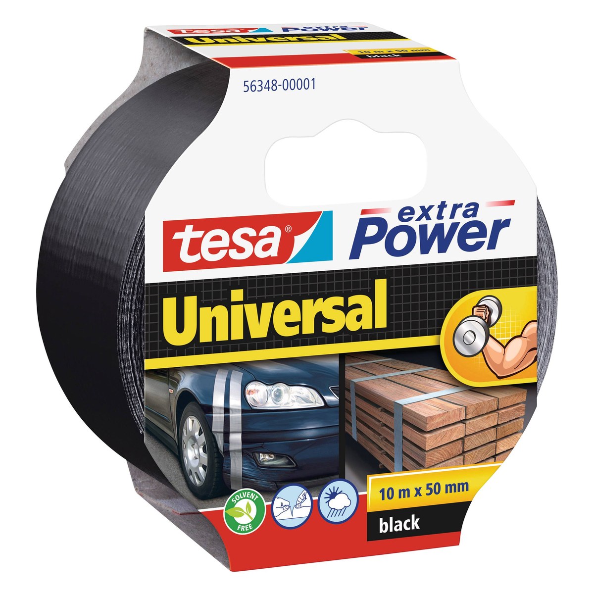 Auduma līmlente tesa extra Power Universal, melna, 10 m x 50 mm