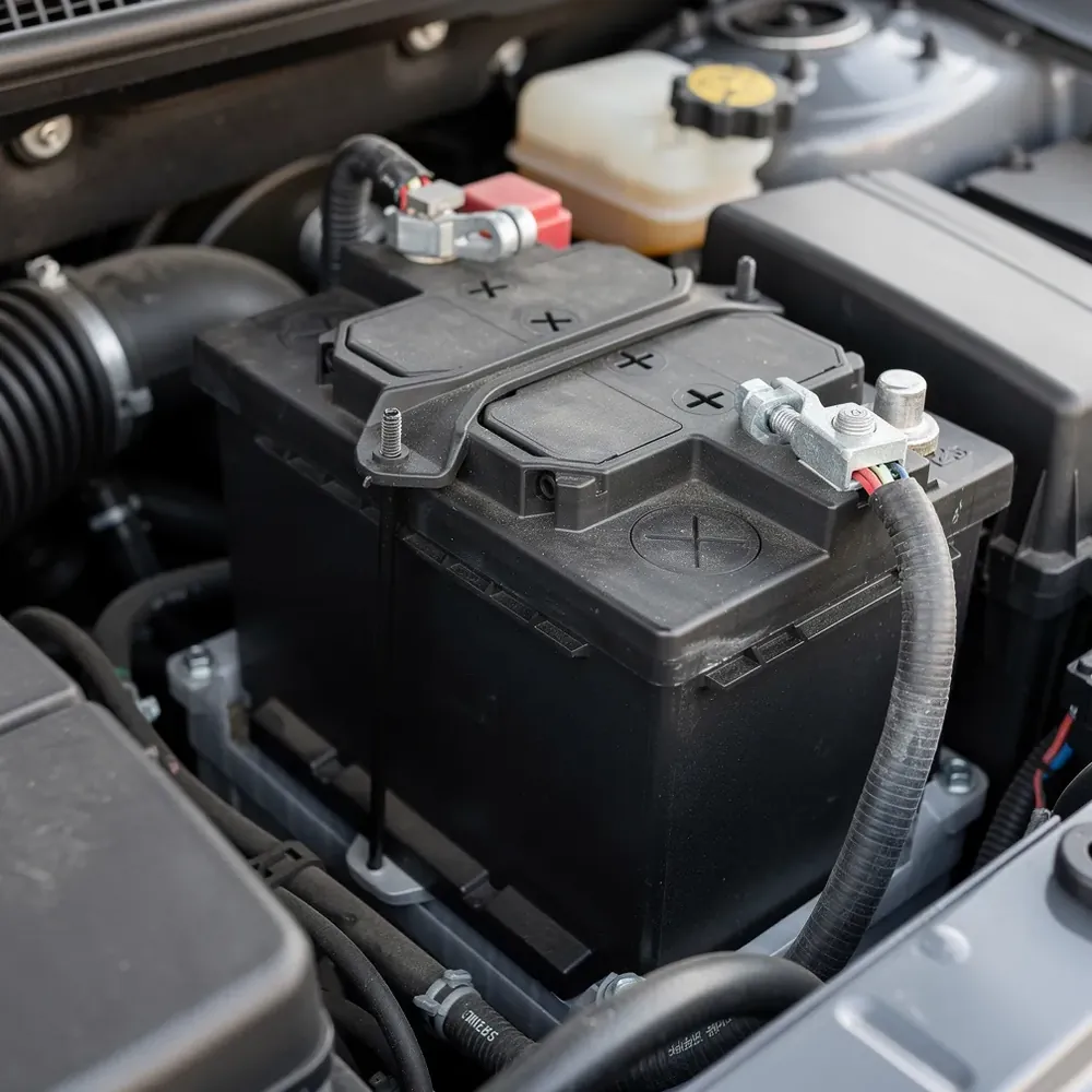 12 V akumulatora spaiļu un masas kabeļa vizuāla pārbaude