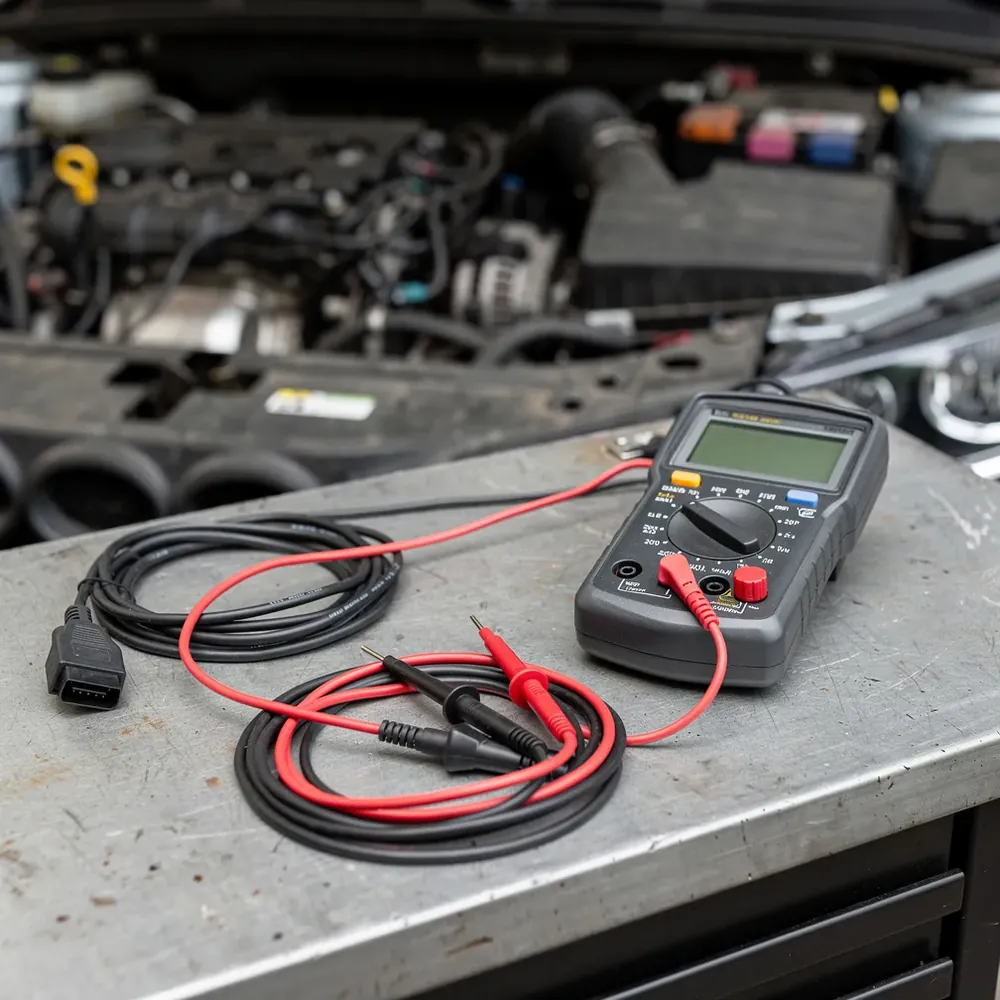Multimetrs un diagnostikas ierīce auto elektriskajām pārbaudēm
