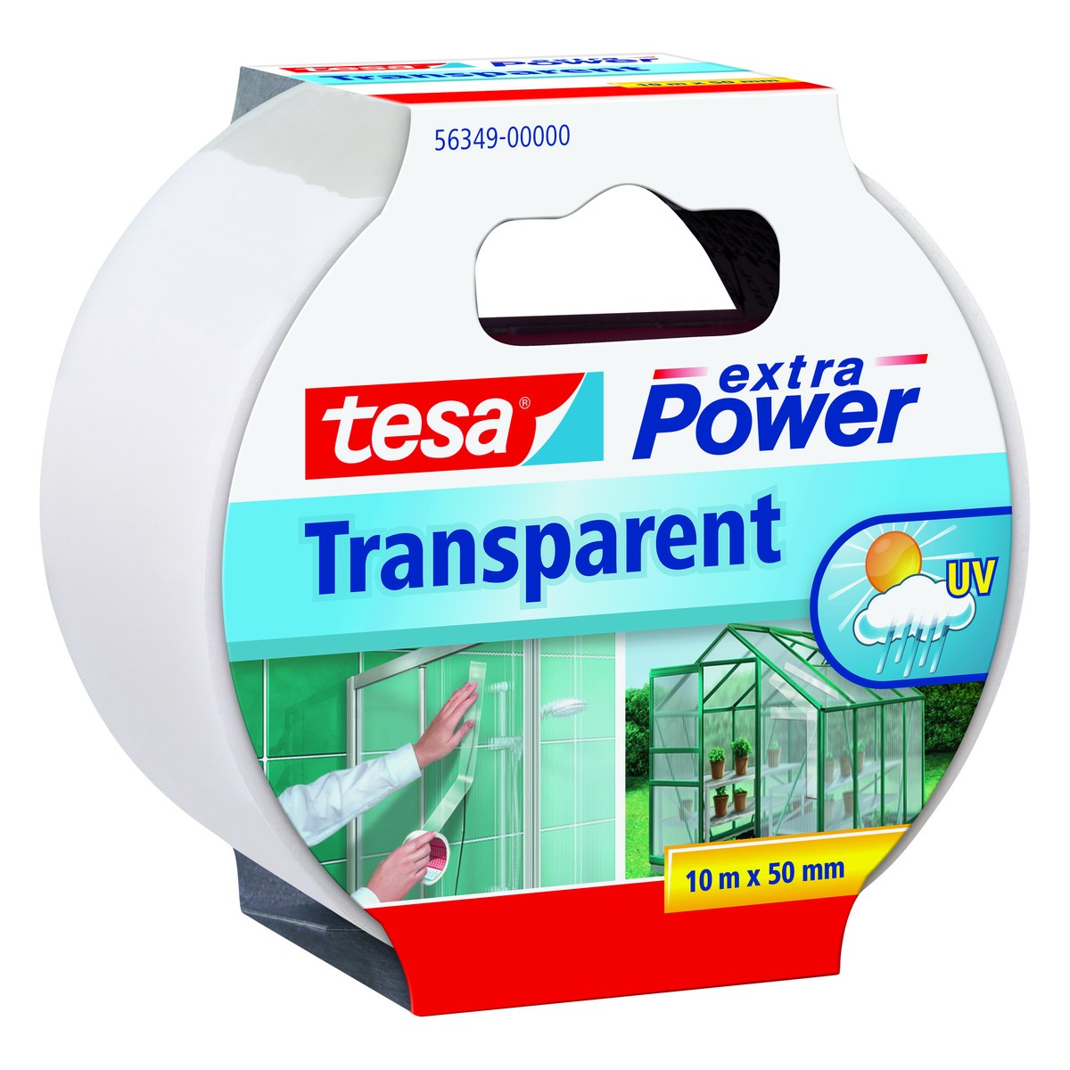 Caurspīdīga līmlente tesa extra Power Transparent, 10 m x 50 mm