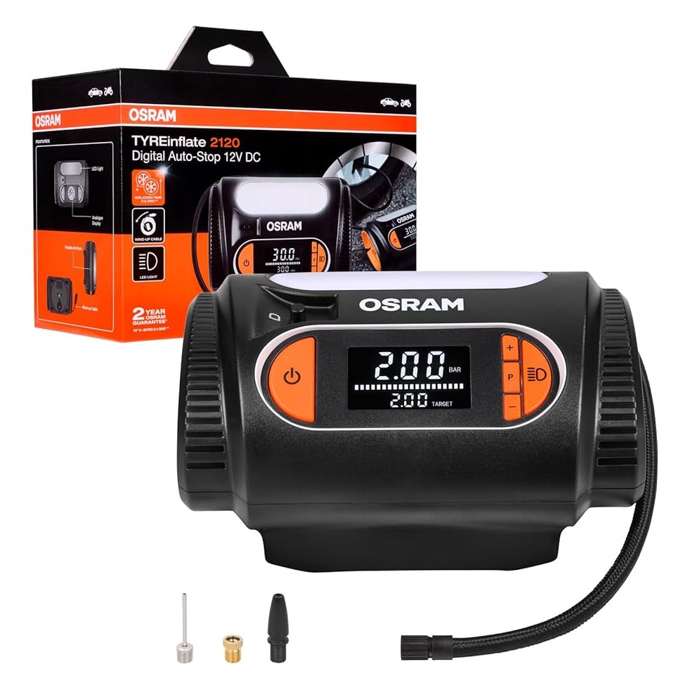 Digitālais riepu kompresors OSRAM TYREinflate 2120, 12 V, ar Auto-Stop OTI2120 OE OTI2120