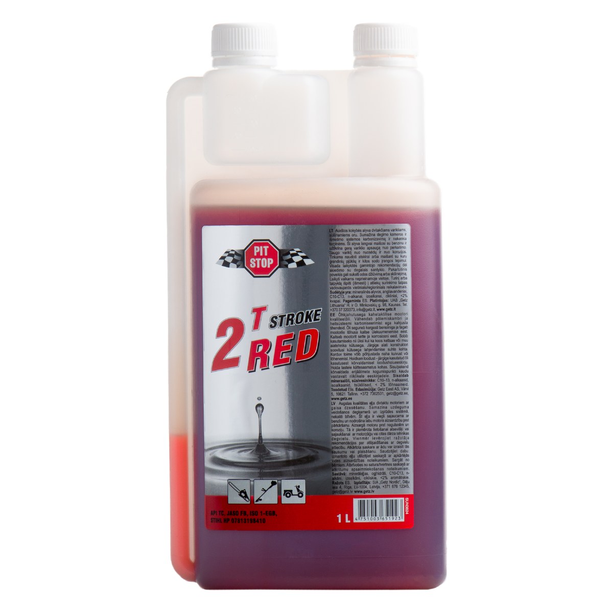 Divtaktu motoru eļļa PITSTOP 2T, sarkana, 1 l, ar dozatoru PST-2TR-1 OE PST-2TR-1