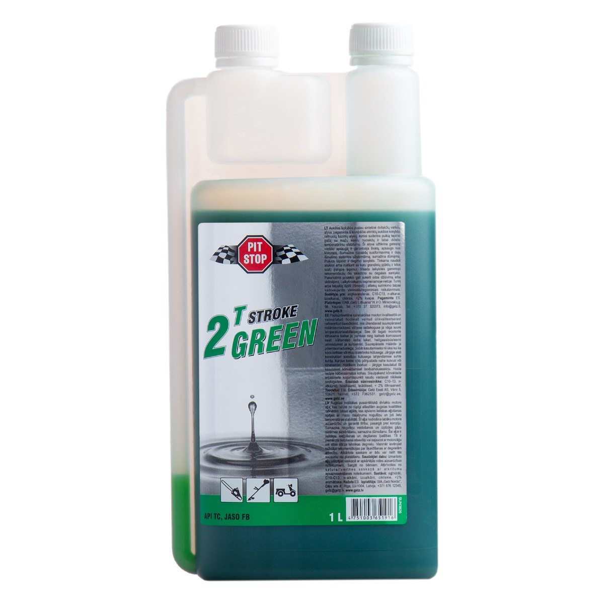 Divtaktu motoru eļļa PITSTOP 2T, zaļa, 1 l, ar dozatoru PST-2TG-1 OE PST-2TG-1