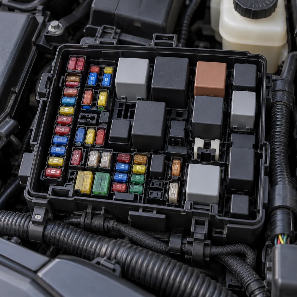 Releji sakārtotā automobiļa elektriskajā blokā