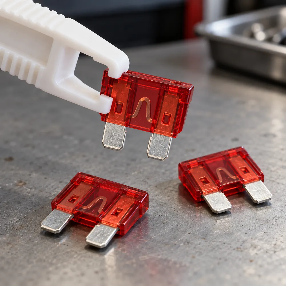 Atvienots drošinātājs plastmasas izņemšanas instrumentā