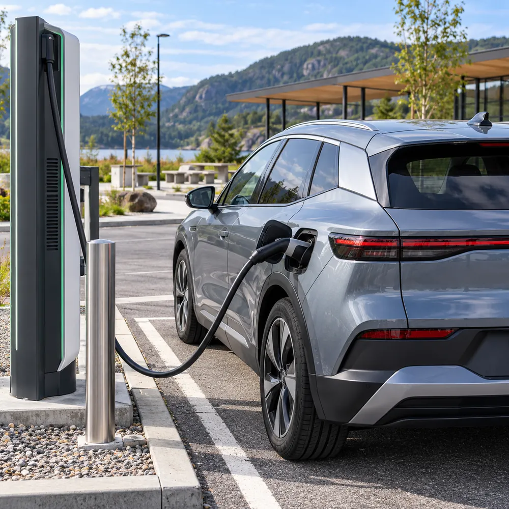 Elektroauto publiskajā ātrās uzlādes vietā