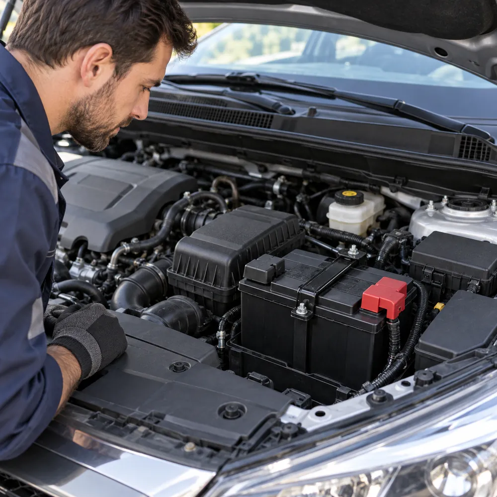 Auto akumulatora stiprinājuma un savienojumu apskate