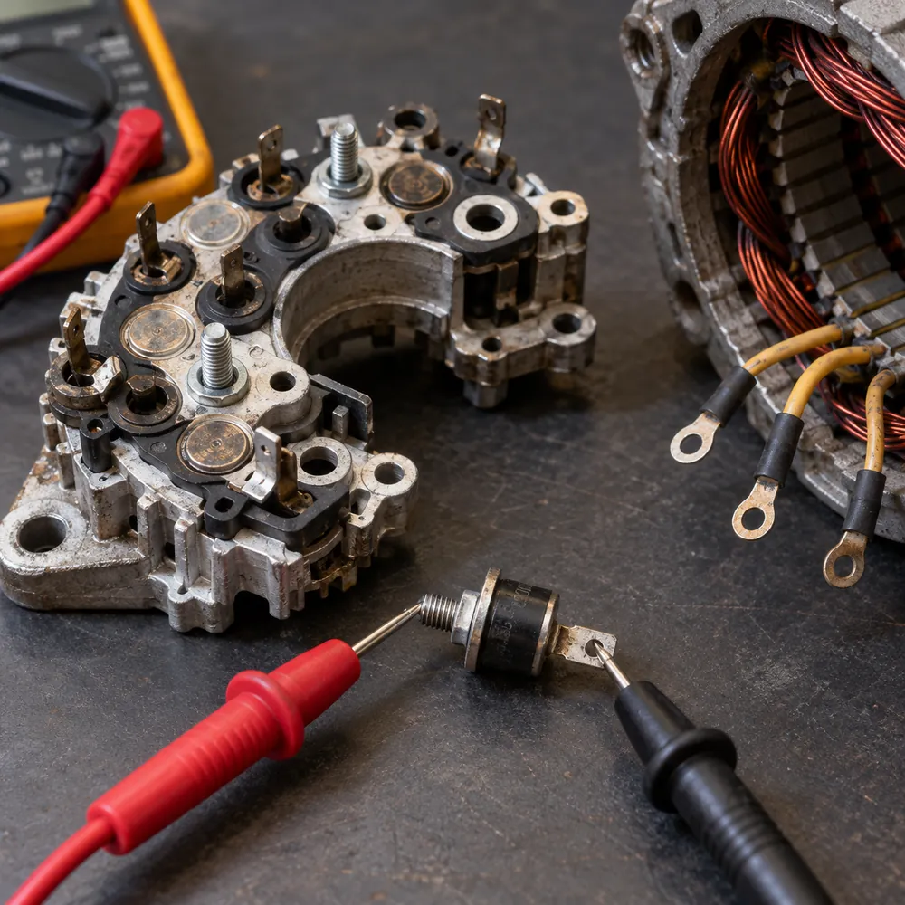 Izolētas ģeneratora diodes pārbaude ar multimetru