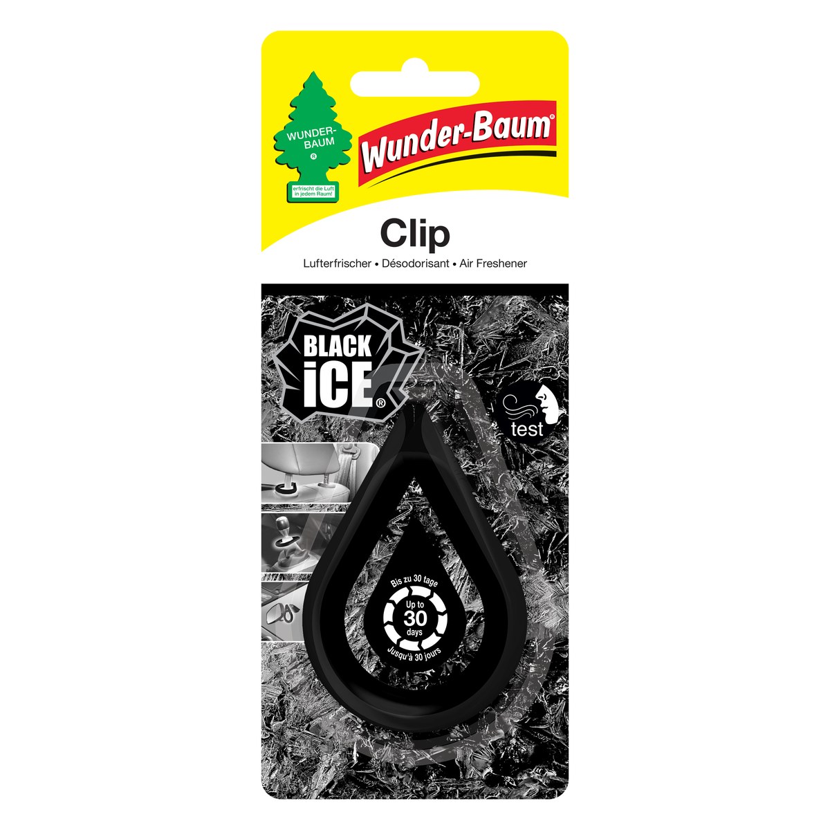 Gaisa atsvaidzinātājs ar klipsi WUNDER-BAUM Clip Black Ice, 12 g