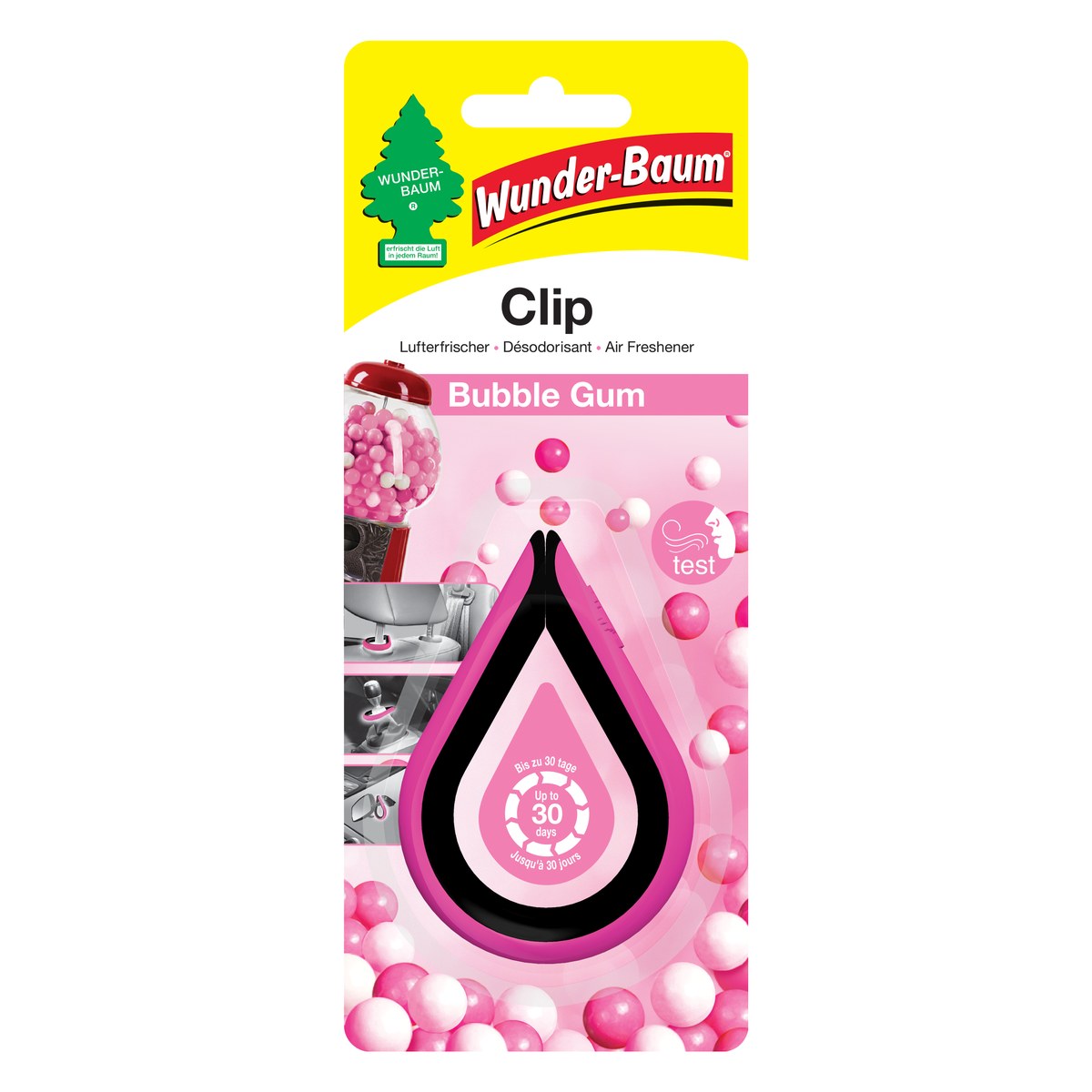 Gaisa atsvaidzinātājs ar klipsi WUNDER-BAUM Clip Bubble Gum, 12 g
