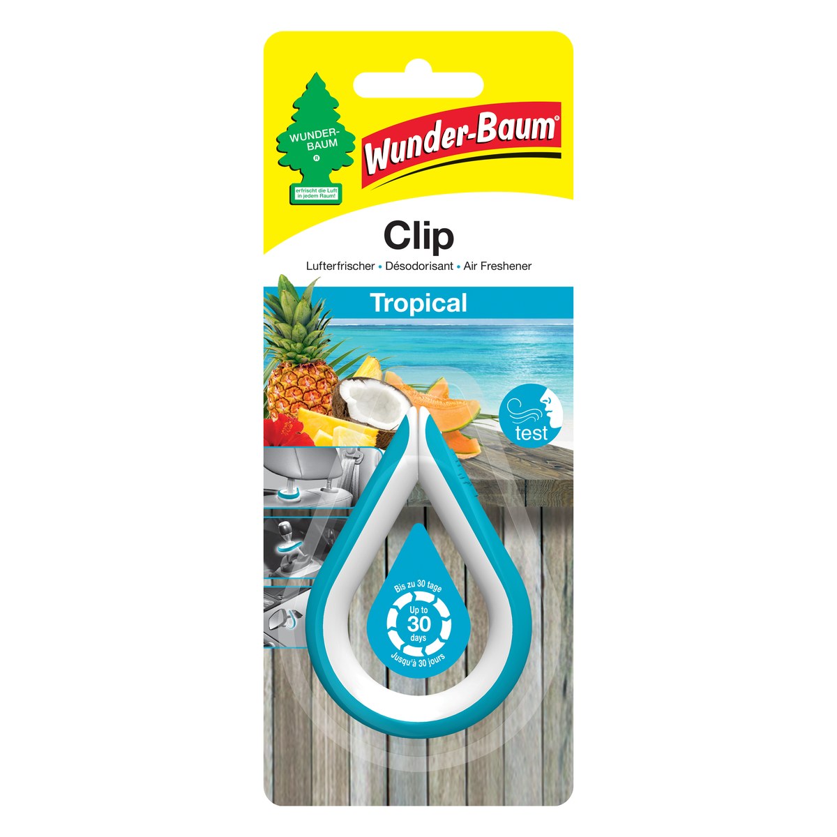 Gaisa atsvaidzinātājs ar klipsi WUNDER-BAUM Clip Tropical, 12 g