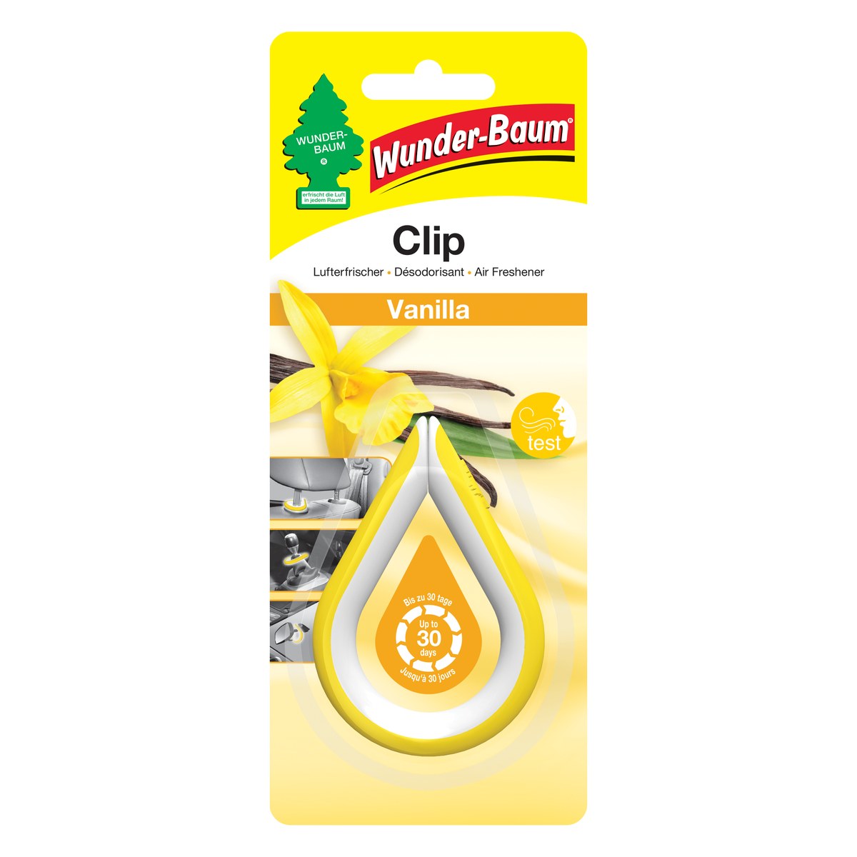 Gaisa atsvaidzinātājs ar klipsi WUNDER-BAUM Clip Vanilla, 12 g