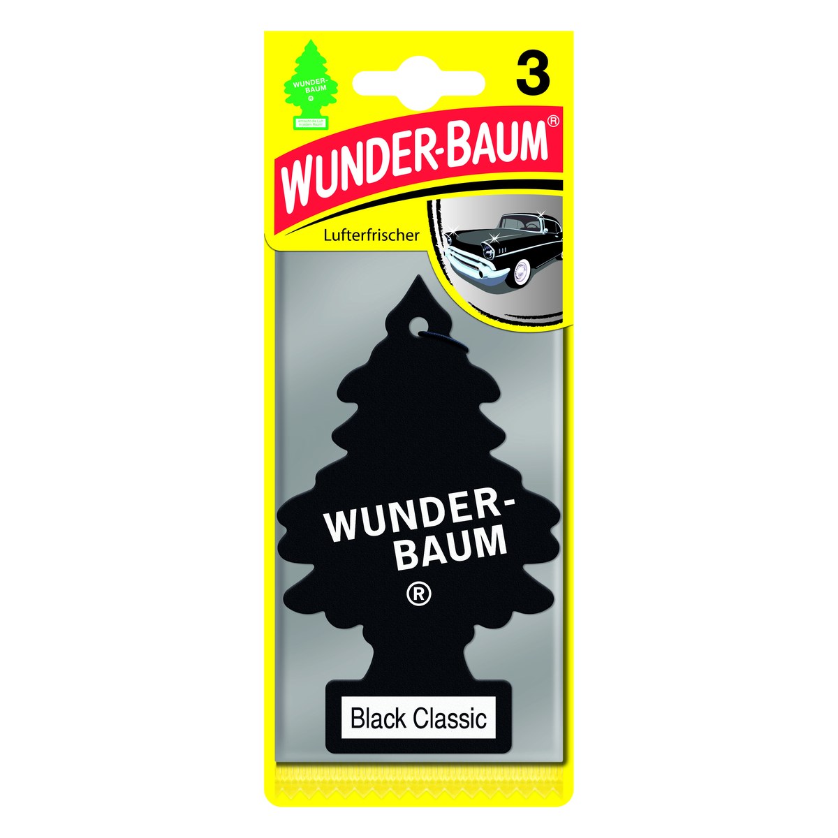 Gaisa atsvaidzinātājs WUNDER-BAUM eglīte Black Ice, 3 gab.