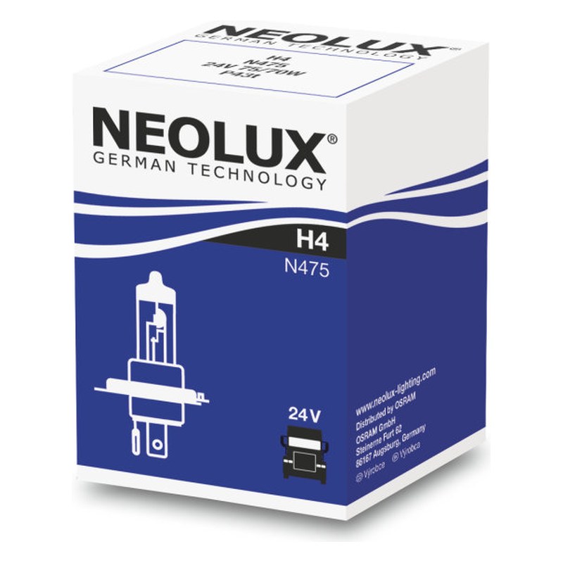 Halogēna spuldze NEOLUX H4 24V 75/70W P43t N475 OE N475