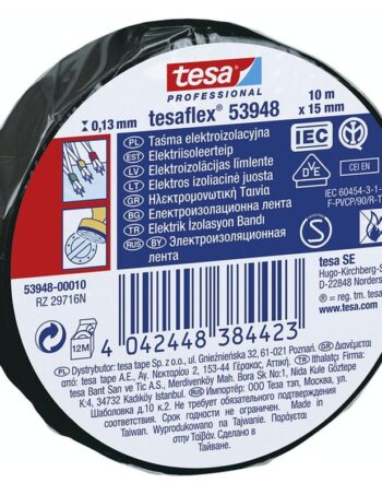 Elektriskā izolācijas lente tesaflex 53988, melna, 10 m x 15 mm